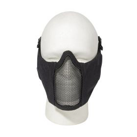 Steel Half Face Mask w/Ear Guard – Black Protection For Airsoft