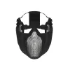 Steel Half Face Mask w/Ear Guard – Black Protection For Airsoft
