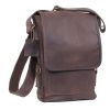 Brown Leather Military Tech Bag - Padded Tablet Carry/Field Use