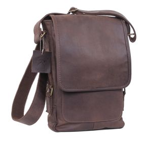 Brown Leather Military Tech Bag - Padded Tablet Carry/Field Use