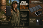 Folding Solar Power Bank – 16000mAh Charger with LED Light