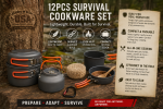 12Pcs Survival Cookware Set: Light Aluminum Pot/Pan/Utensils