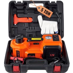 Electric Car Jack 5 Ton: Hydraulic w/Inflatable Pump & LED Light