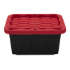 5-Gal Plastic Storage Bins with Snap-On Lids - 4 Pack Black/Red