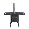 Black Iron Wood Burning Stove w/ Chimney for Survival/Outdoor