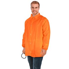 Orange Disposable Lab Jackets for Adults, 2X-Large. Pack of 30 Polypropylene Disposable Jacket Lab Coat with Elastic Wrists, Snap Front