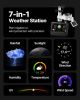 7-in-1 Wi-Fi Weather Station, 7-Inch TFT Display, Wireless Solar Powered Outdoor Sensor, Rain Gauge, Indoor Outdoor for Weather Forecast