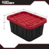 5-Gal Plastic Storage Bins with Snap-On Lids - 4 Pack Black/Red