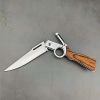 Folding Stainless Blade - Quick-Deploy/Ergonomic Wood Handle