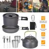 12Pcs Survival Cookware Set: Light Aluminum Pot/Pan/Utensils