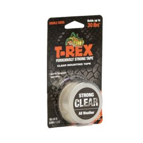 T-Rex Ferociously Strong Clear Double-Sided Mounting Tape, 1 in x 60 in â€“ Heavy Duty Clear Adhesive Tape for Indoor and Outdoor Use