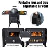 Black Iron Wood Burning Stove w/ Chimney for Survival/Outdoor