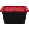 5gal Plastic Storage Bins with Snap-On Lids - 4pk Black & Red