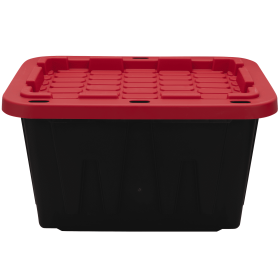 5gal Plastic Storage Bins with Snap-On Lids - 4pk Black & Red