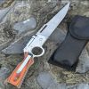 Tactical Survival Knife – Stainless Steel Blade w/Walnut Handle