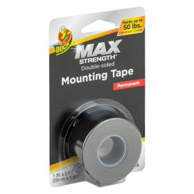 Duck Max Strength Double-Sided Mounting Tape, 1 in x 60 in, Black â€“ Heavy Duty Permanent Adhesive Tape for Indoor and Outdoor Use