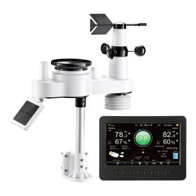 7-in-1 Wi-Fi Weather Station, 7-Inch TFT Display, Wireless Solar Powered Outdoor Sensor, Rain Gauge, Indoor Outdoor for Weather Forecast