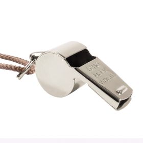 G.I. Style Police Whistle – Loud Metal Whistle with Lanyard (Color: Silver)