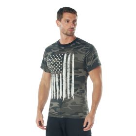 Camo US Flag T-Shirt - Patriotic Cotton Blend for Everyday Wear (Color: Black Camo, size: S)