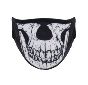 Half Skull Reusable Face Mask – 3-Layer Polyester Protection (size: S / M)