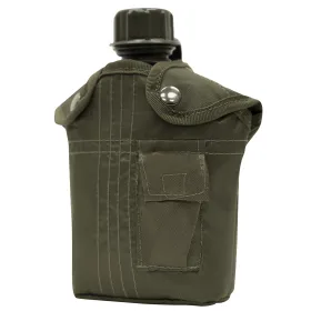 3 Piece Canteen Kit - Hydration With Cover & Aluminum Cup Set (Color: Olive Drab)