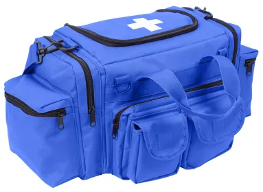 EMT Med Trauma Kit - 200+ First Aid Supplies w/Response Bag (Color: Blue)