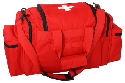 EMT Med Trauma Kit - 200+ First Aid Supplies w/Response Bag (Color: Red)
