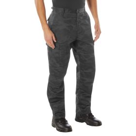 Midnight Camo Tactical BDU Pants: Stealth Survival Cargo/Wear (Color: Midnight Black Camo, size: S)