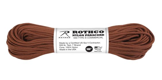 550 Paracord Type III 100ft – Heavy Duty Survival/Rescue Line (Color: Chocolate Brown, size: 100')