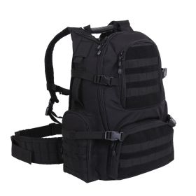 Multi-Chamber MOLLE Assault Pack – Tactical Bugout Backpack (Color: Black)