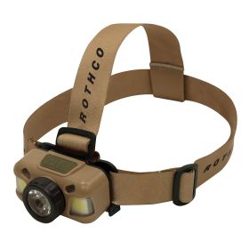 Rechargeable 600 Lumen LED Headlamp – Hands-Free Lighting (Color: Coyote Brown)