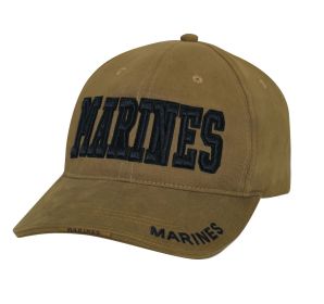 USMC Marines Insignia Cap - Low Profile Tactical or Outdoor Hat (Color: Coyote Brown)