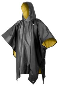 Reversible PVC Poncho – Heavy-Duty Emergency Rain Gear (Color: Black)