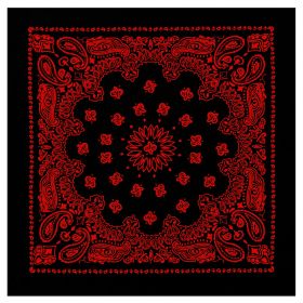 Trainmen Paisley Bandana – 22x22 Survival and Outdoor Cloth (Color: Black / Red)