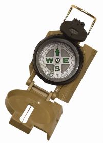 Military Marching Compass with LED Navigation Tool for Survival (Color: Tan)