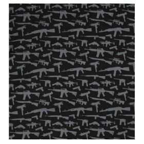 Gun Pattern Bandana – 22x22 Tactical Survival & Outdoor Cloth (Color: Black)