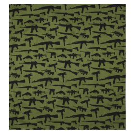 Gun Pattern Bandana – 22x22 Tactical Survival & Outdoor Cloth (Color: Olive Drab)