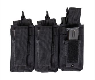 MOLLE Triple Kangaroo Rifle & Pistol Mag Pouch – Dual-Caliber (Color: Black)