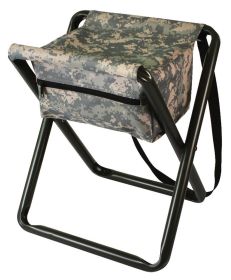Deluxe Survival Stool: Folding Seat with Gear Pouch for Outdoor (Color: ACU Digital Camo)