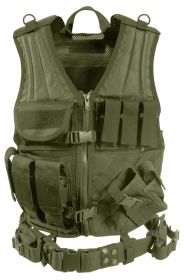Cross Draw MOLLE Tactical Vest – Loadout Ready Gear Carrier (Color: Olive Drab, size: 2XL / 3XL)