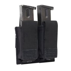 MOLLE Double Pistol Mag Pouch with Inserts – Tactical Storage (Color: Black)