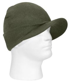 WWII M1941 Acrylic Knit Watch Cap/Brim: Warm/Cold Headwear (Color: Olive Drab)
