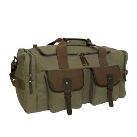 Canvas Long Travel Duffel Bag – Heavy Duty 22oz Gear Carrier (Color: Olive Drab)