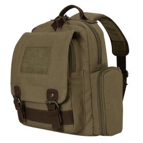 Vintage Canvas Sling Backpack/Compact Emergency Gear Pack (Color: Vintage Olive Drab)