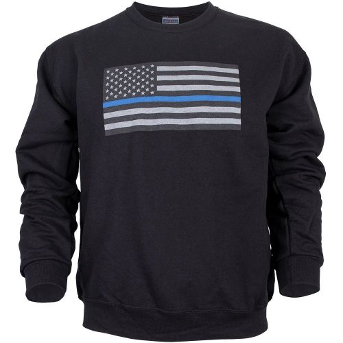 USA FLAG/THIN BLUE LINE CREWNECK SWEATSHIRT BLACK