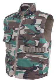 Ranger Vest: Multi-Pocket Tactical Utility Vest w/Stowaway Hood (Color: Woodland Camo, size: 3XL)