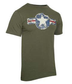 Vintage Air Corps T-Shirt: Durable Heritage Tee for Everyday Use (Color: Olive Drab, size: S)