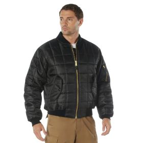 Quilted MA-1 Flight Jacket – Cold Weather Tactical Insulation (Color: Black, size: S)