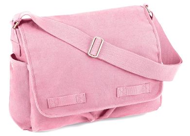 Classic Canvas Messenger Bag – Durable Travel Shoulder Pack (Color: Pink)