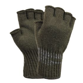 Fingerless Wool Gloves – Cold Weather/Outdoor Tactical Grip (Color: Olive Drab)